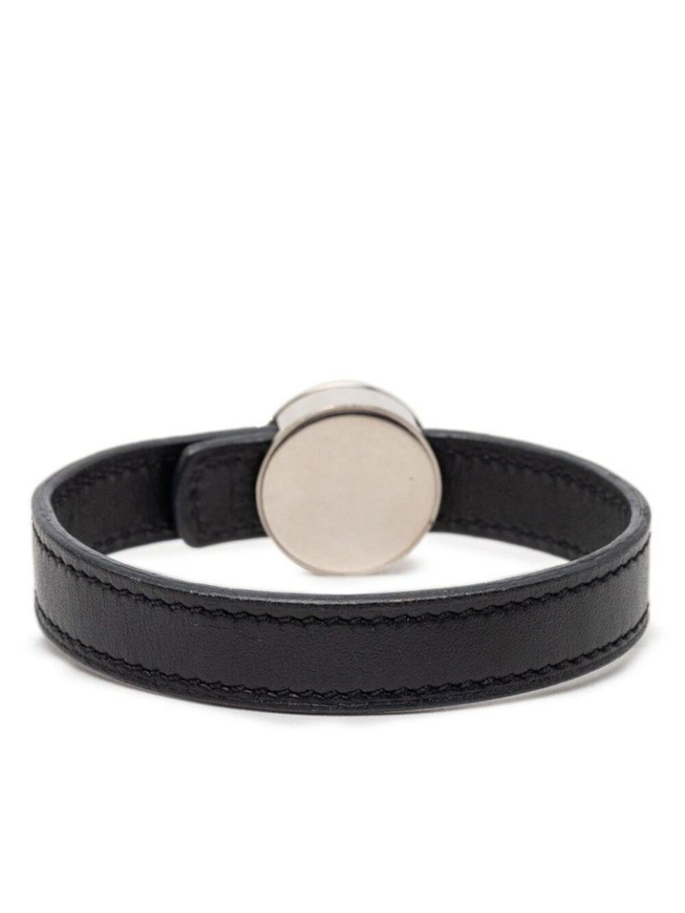 ★SOLD★ Hermes Series Looping Bracelet Black Orange Silver Leather Metal - Picture 3 of 7